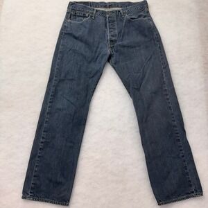 Levis 501 Original Fit Mens Blue Straight Leg Button Fly Jeans W34 L30